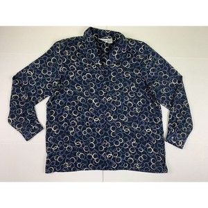 ALFRED DUNNER Shirt Womens 18 Button Up Long Sleeve Collared Blue Blouse Top